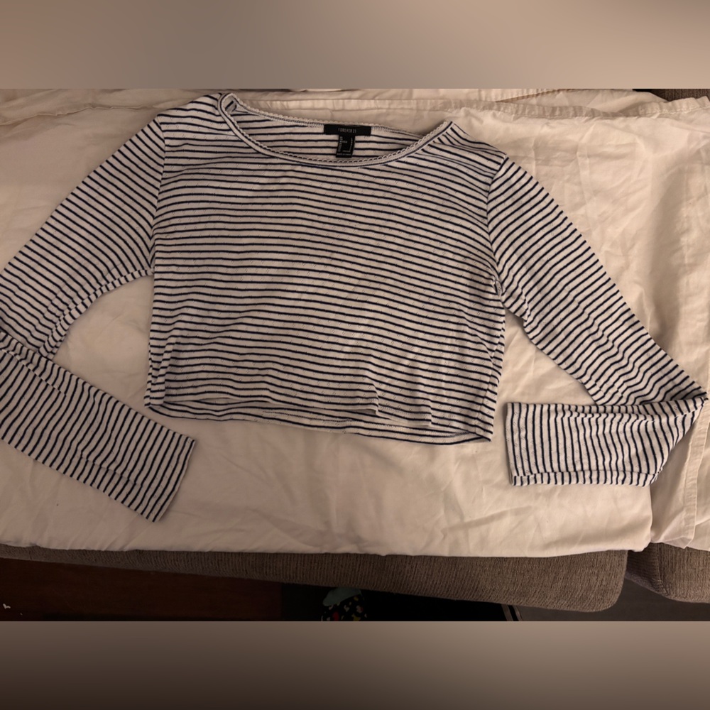 Forever 21 Navy and White Striped Top